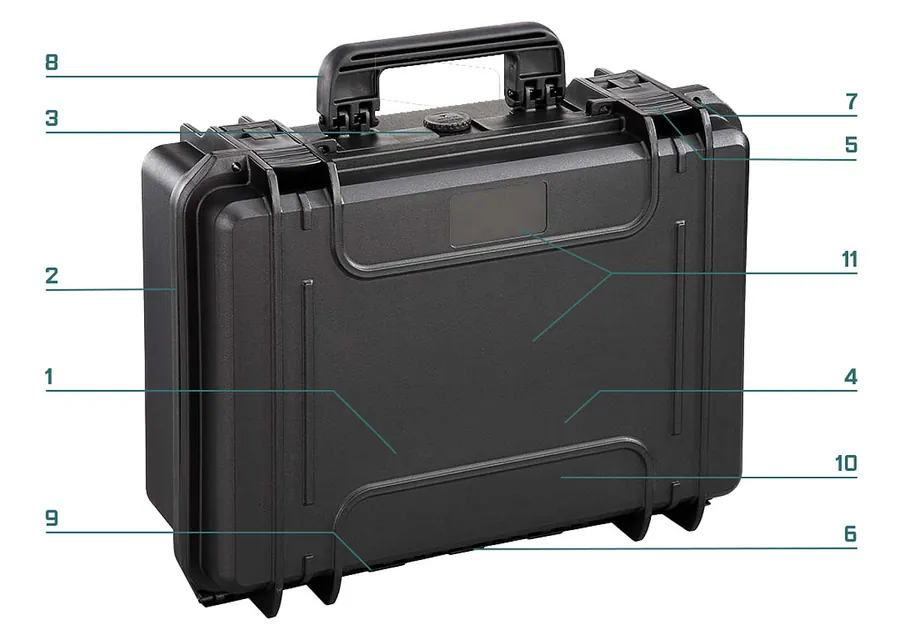 RoseCase ProSecure RCPS 290/1 numbered feature diagram